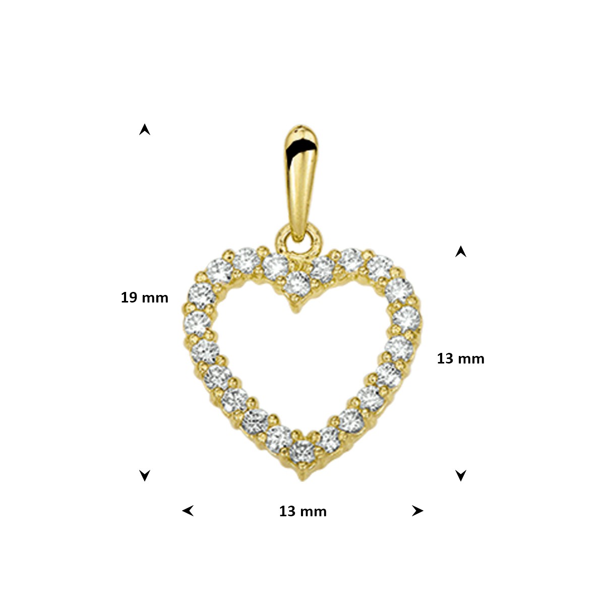 Hanger hart zirkonia 14K geelgoud 13 x 13 mm – 4016960