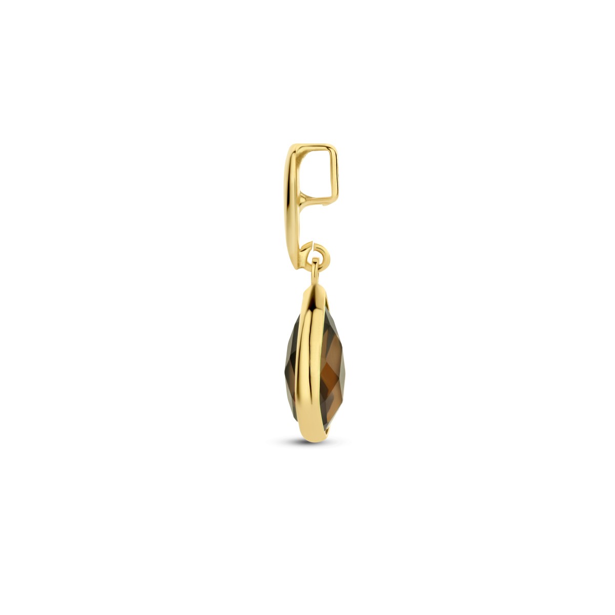 Hanger rookkwarts 12,5 mm 14K geelgoud
