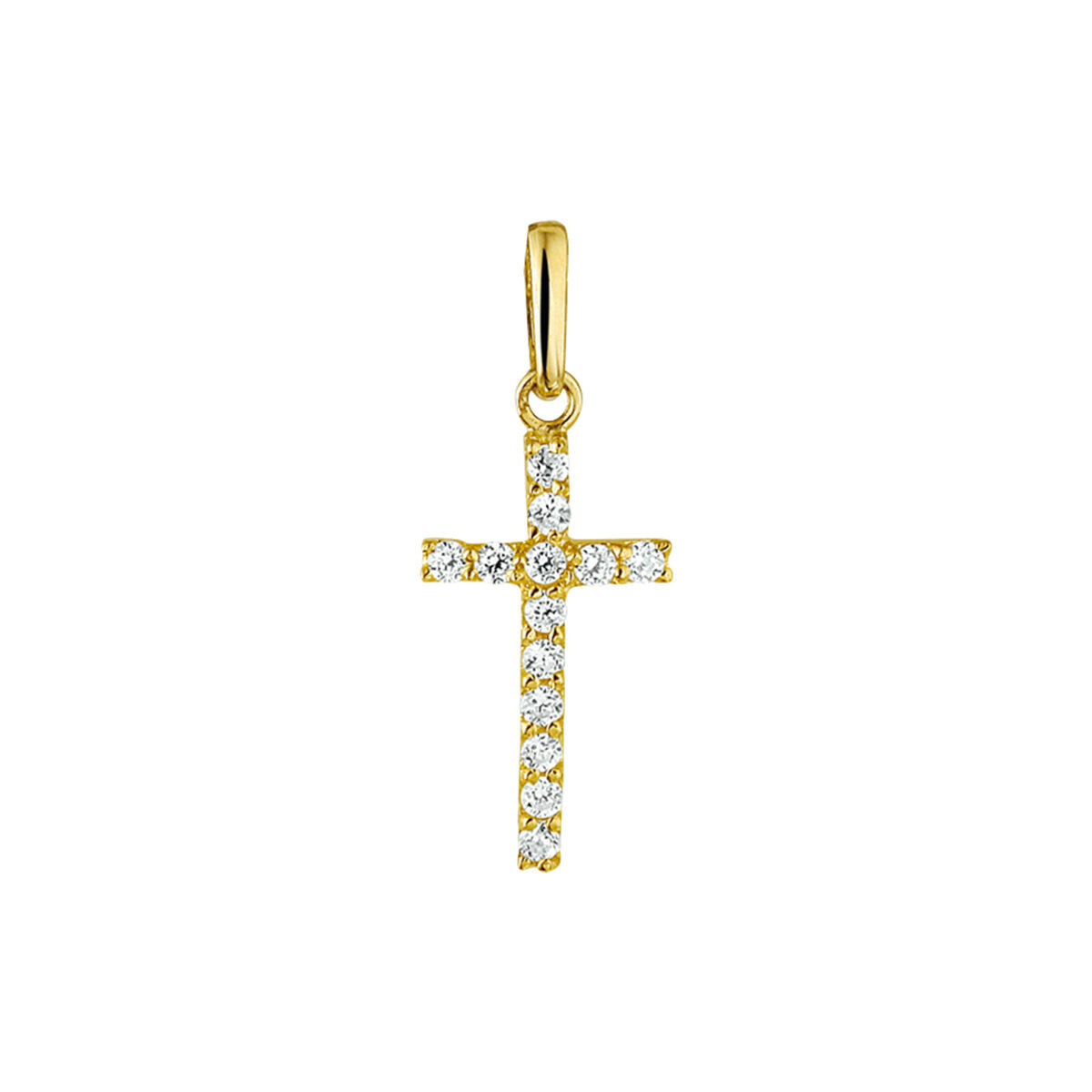 14K geelgoud hanger kruis zirkonia 4017291