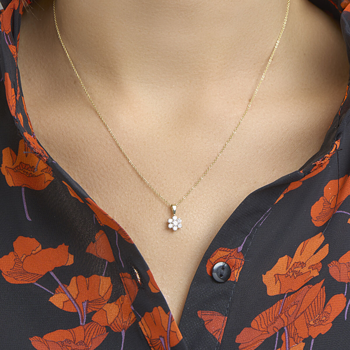 14K geelgoud hanger zirkonia halo 4017308 - PansiteNederland.nl