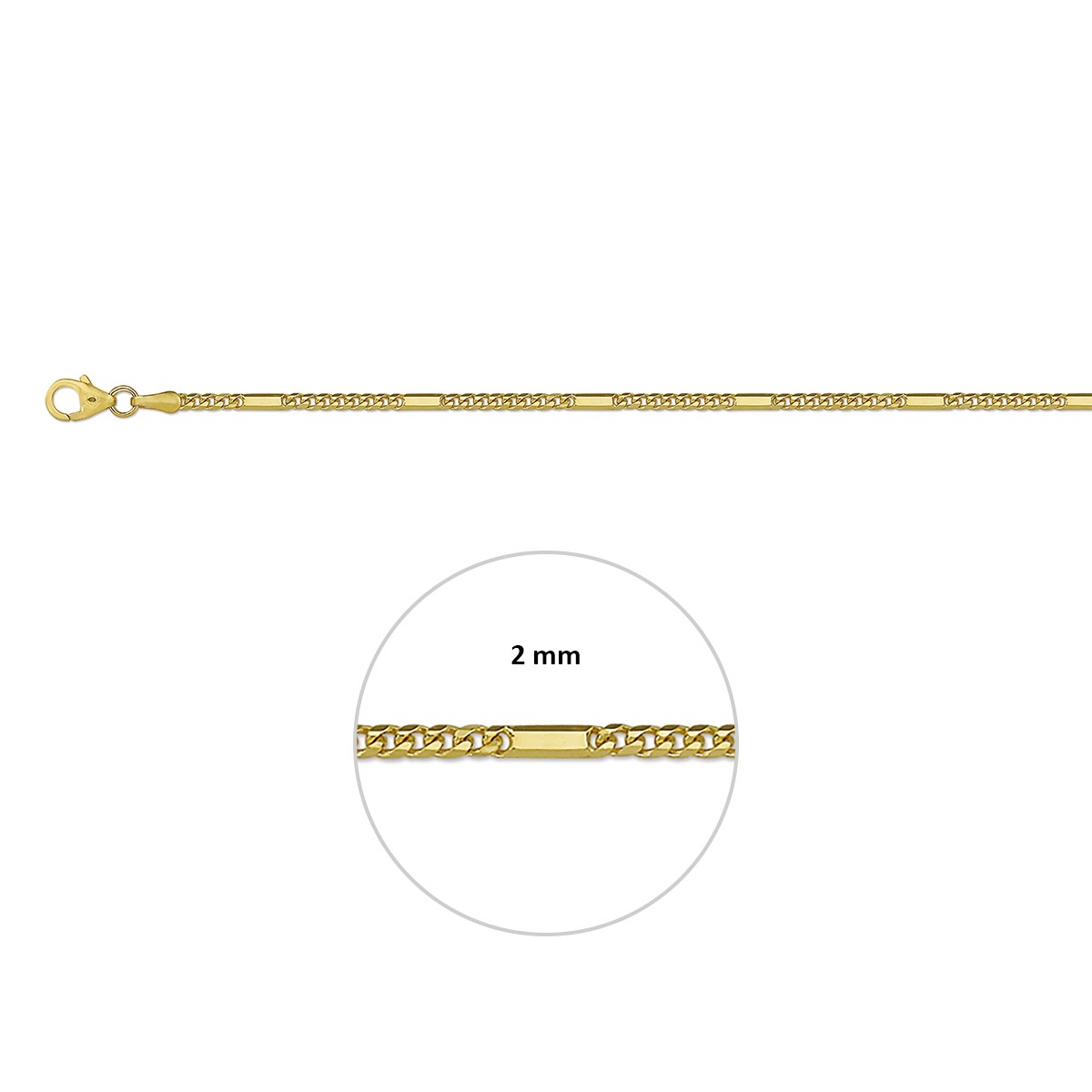Armband gourmette met tussenstuk 2,0 mm 14K geelgoud