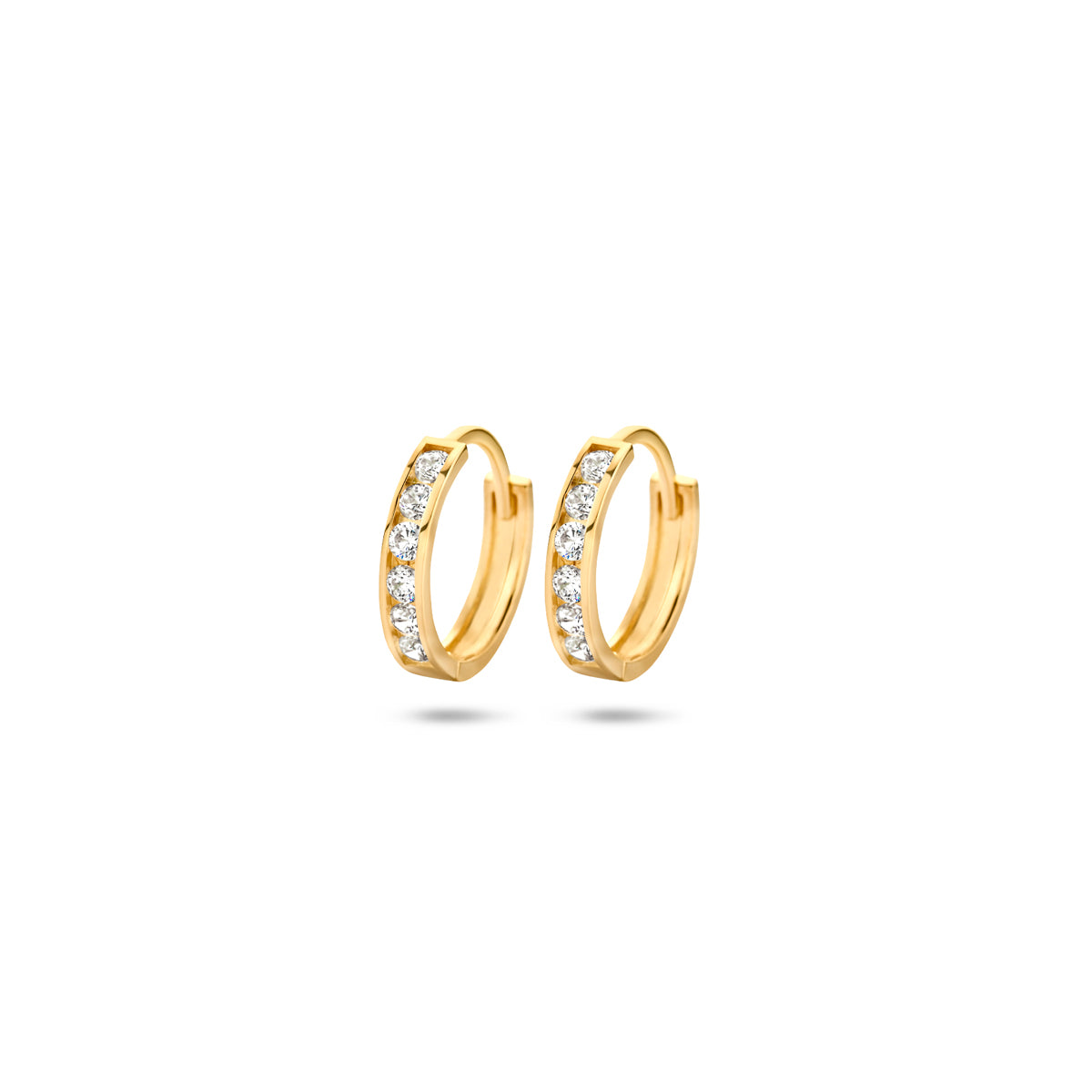 Oorbellen zirkonia 11 mm 14K geelgoud