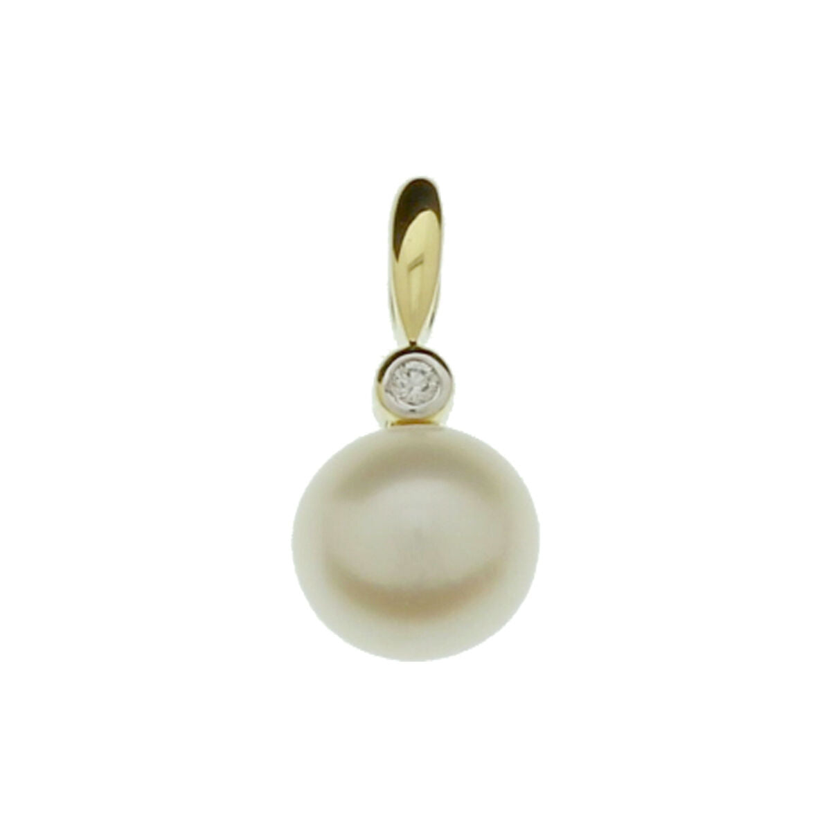 14K geelgoud hanger parel en diamant 0.02ct h si bicolor gestift 4017453 - PansiteNederland.nl