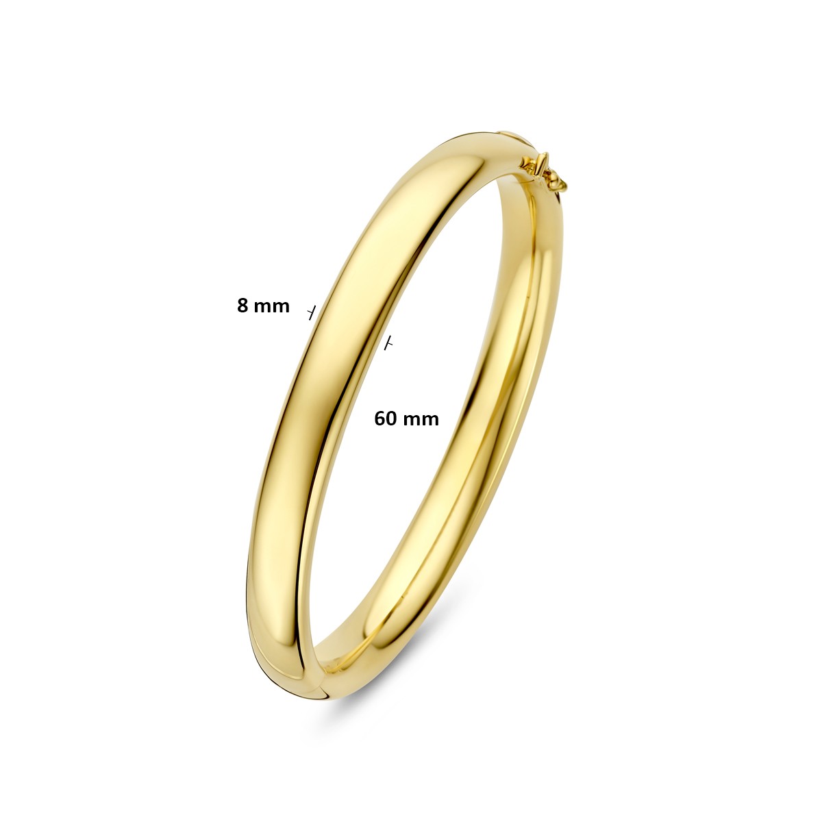 Bangle scharnier ovale buis 8 x 60 mm 14K geelgoud