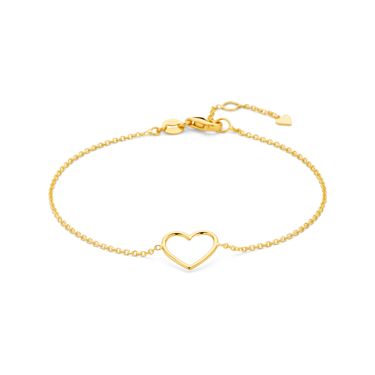 Armband hart 17 - 18,5 cm 14K geelgoud