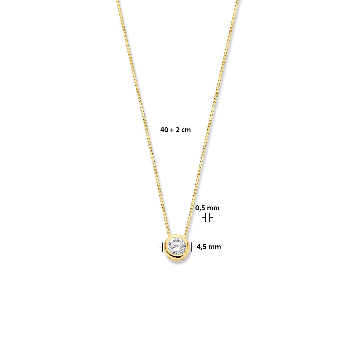 14K geelgoud collier zirkonia 40 + 2 cm 4017977 - PansiteNederland.nl