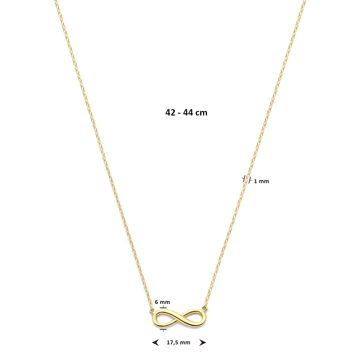 Collier infinity 42 - 44 cm 14K geelgoud