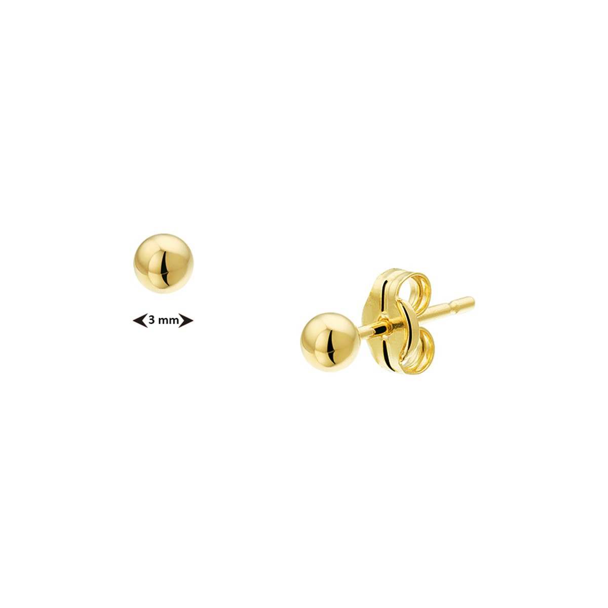 Oorknoppen bol 14K geelgoud 3 mm – 4018249
