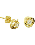 14K Geelgouden oorknoppen bloem zirkonia 4018278 - PansiteNederland.nl
