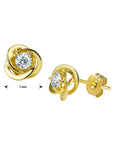 14K Geelgouden oorknoppen bloem zirkonia 4018278 - PansiteNederland.nl