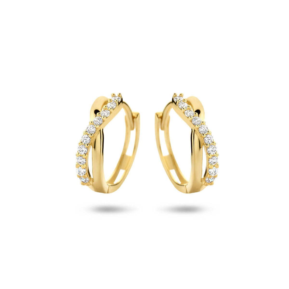 14K Geelgoud en klapoorringen zirkonia 4018316 - PansiteNederland.nl