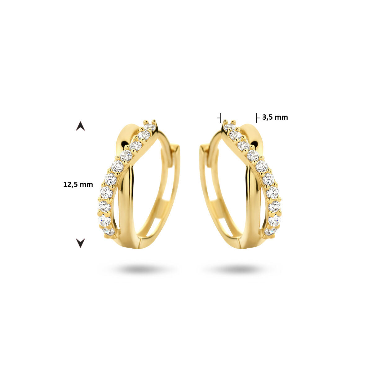 14K Geelgoud en klapoorringen zirkonia 4018316 - PansiteNederland.nl