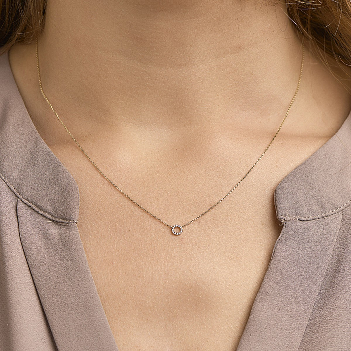 Collier diamant 0.05ct h p1 41 - 43 - 45 cm 14K geelgoud