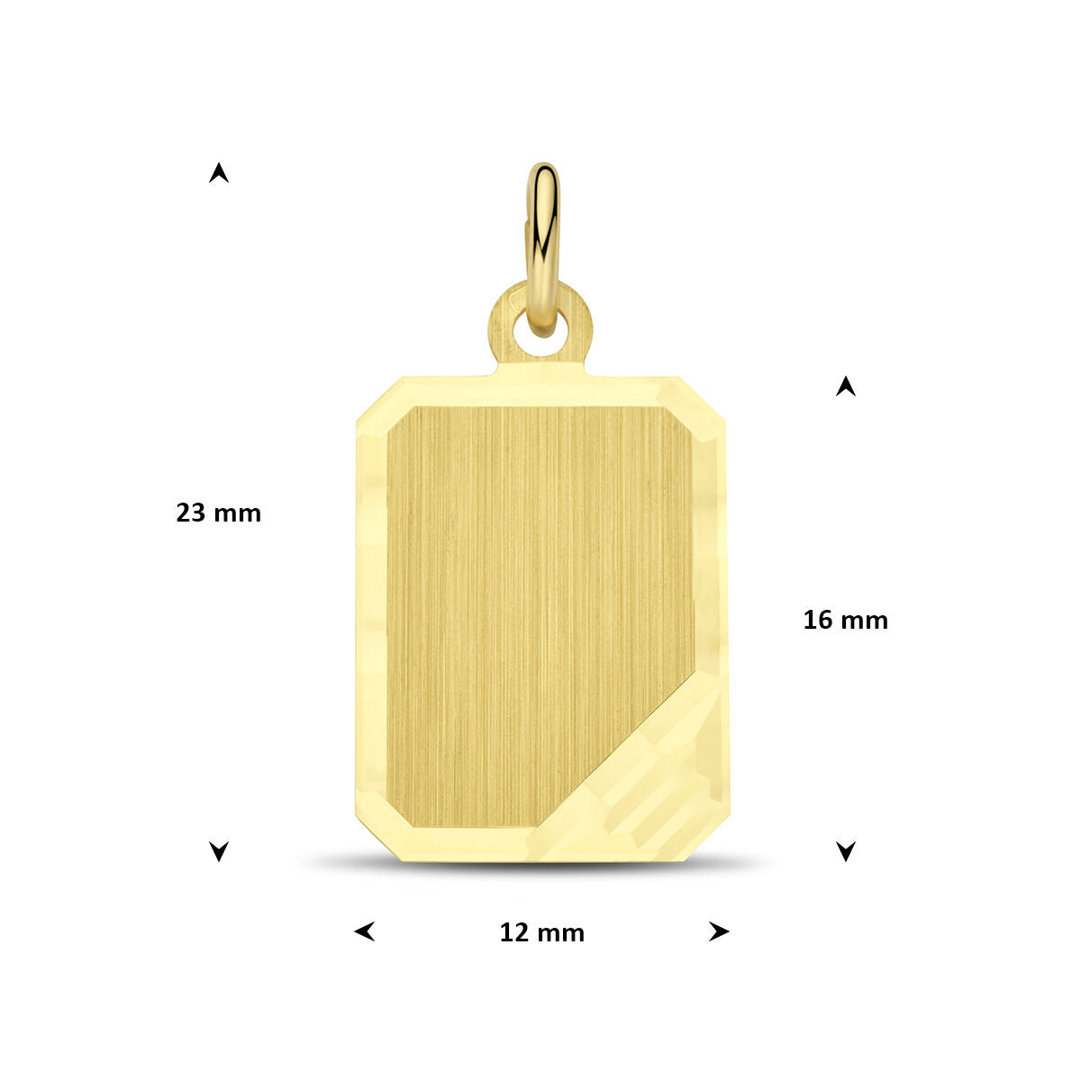 Graveerhanger mat gediamanteerd 16 mm 14K geelgoud