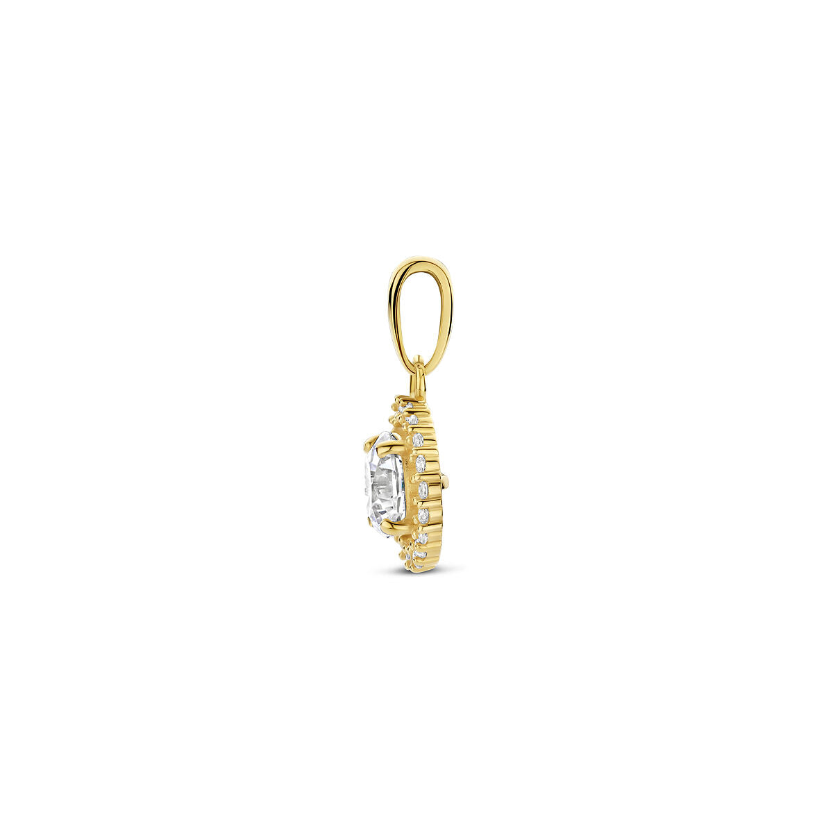 Hanger zirkonia halo 14K geelgoud