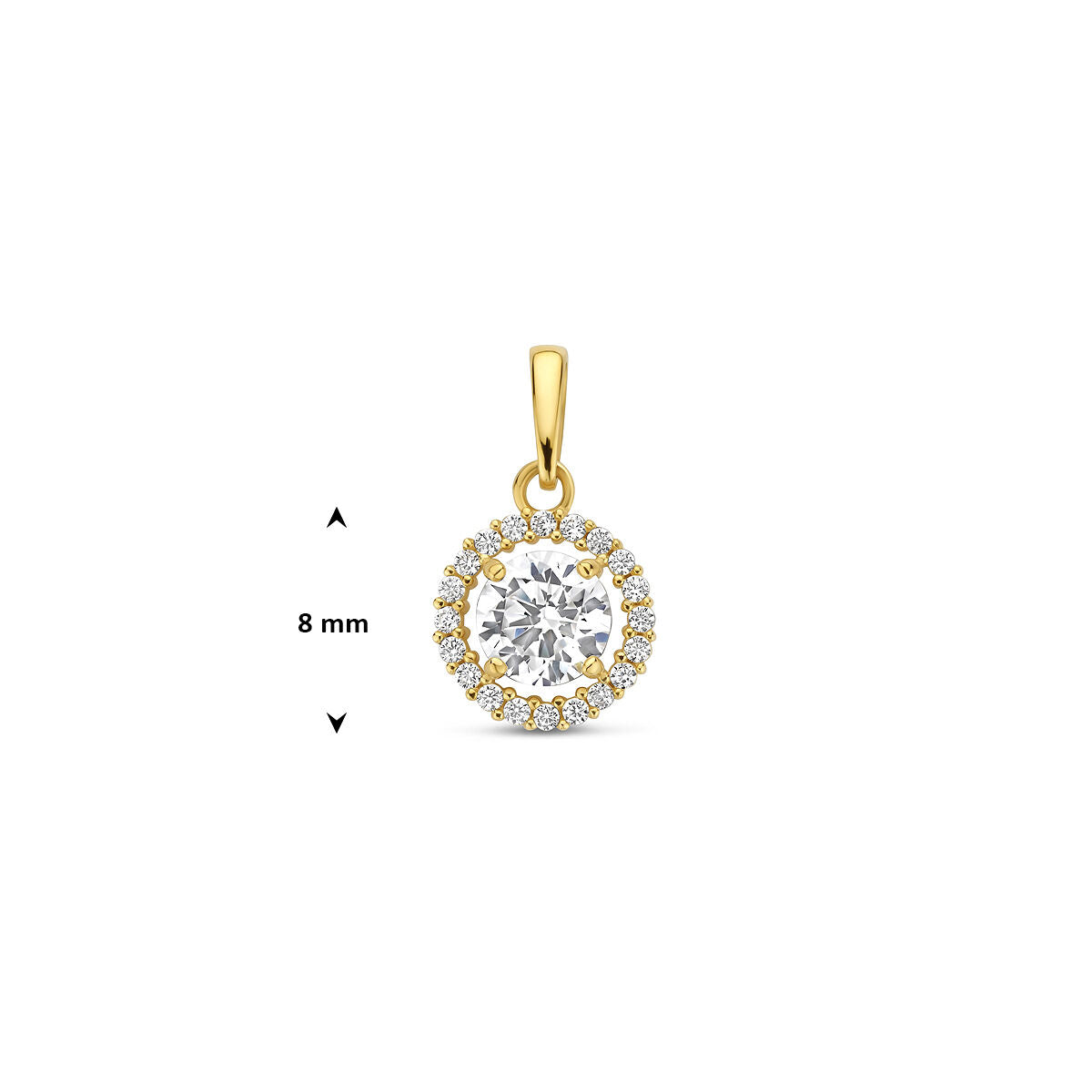 Hanger zirkonia halo 14K geelgoud
