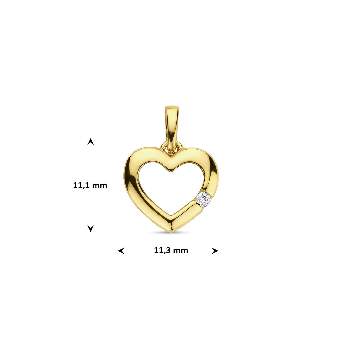 Hanger hart zirkonia 14K geelgoud