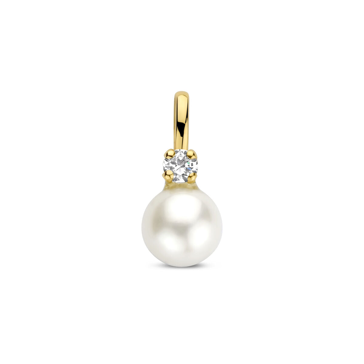 Hanger parel en zirkonia 13 mm 14K geelgoud