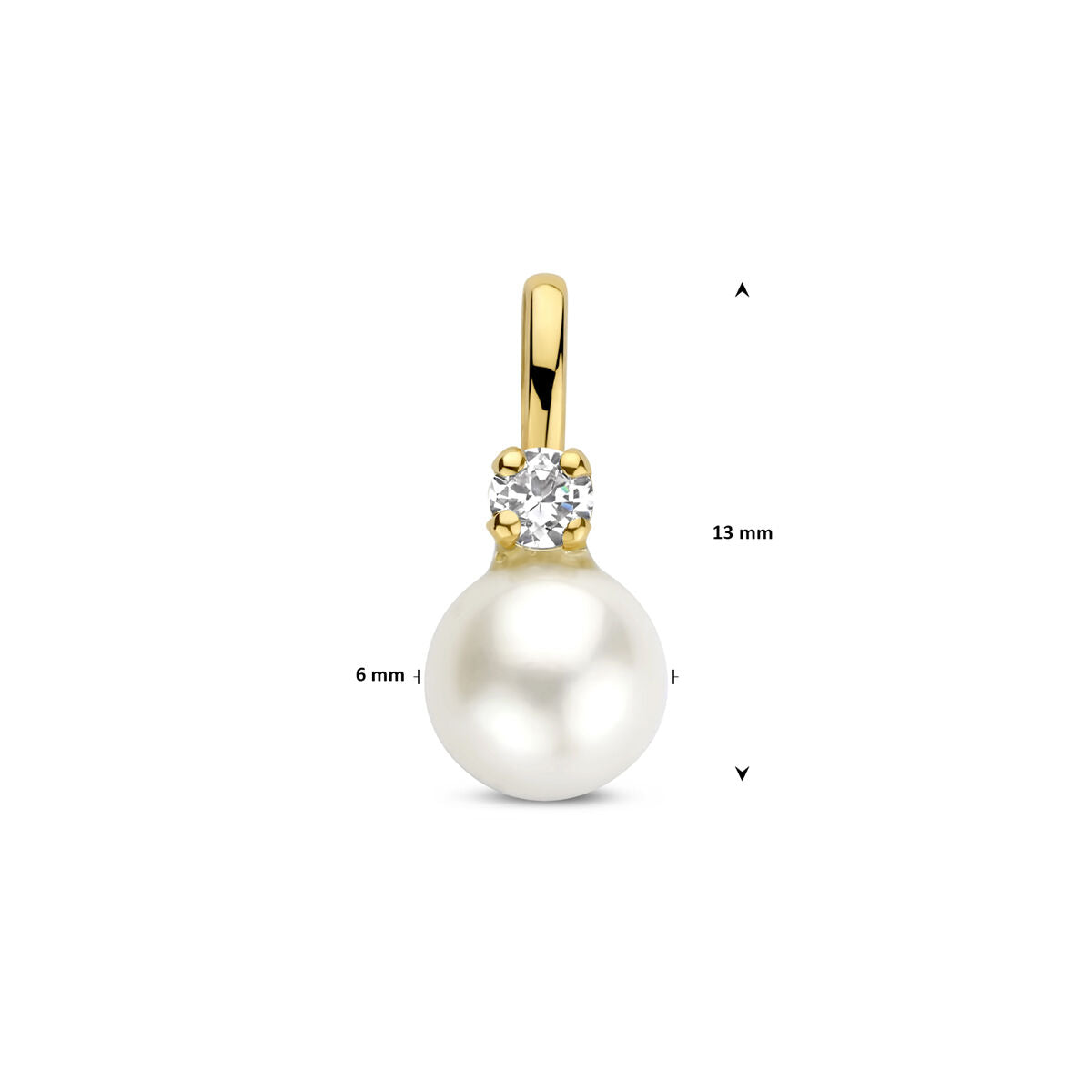 Hanger parel en zirkonia 13 mm 14K geelgoud