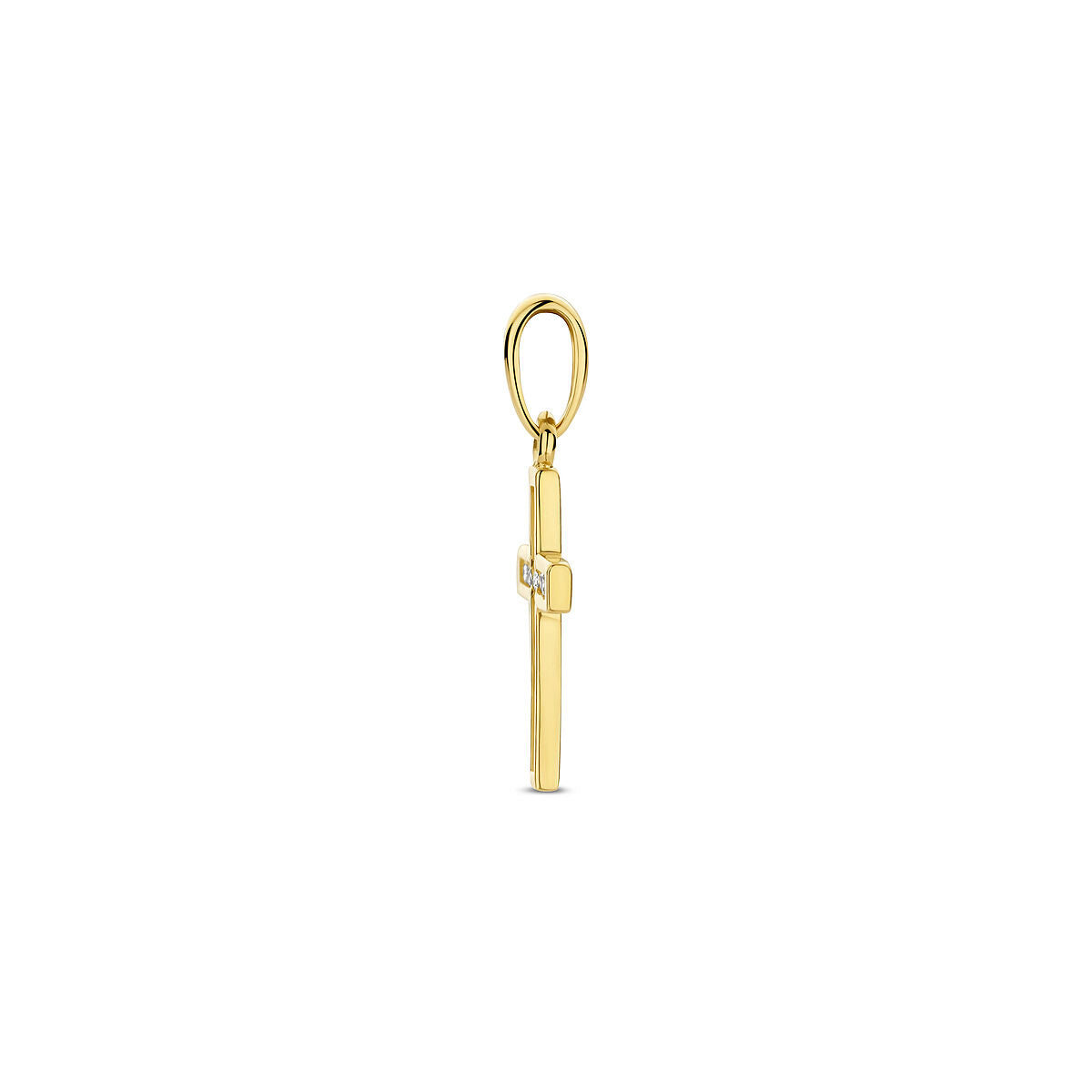 Hanger kruis en zirkonia 14K geelgoud