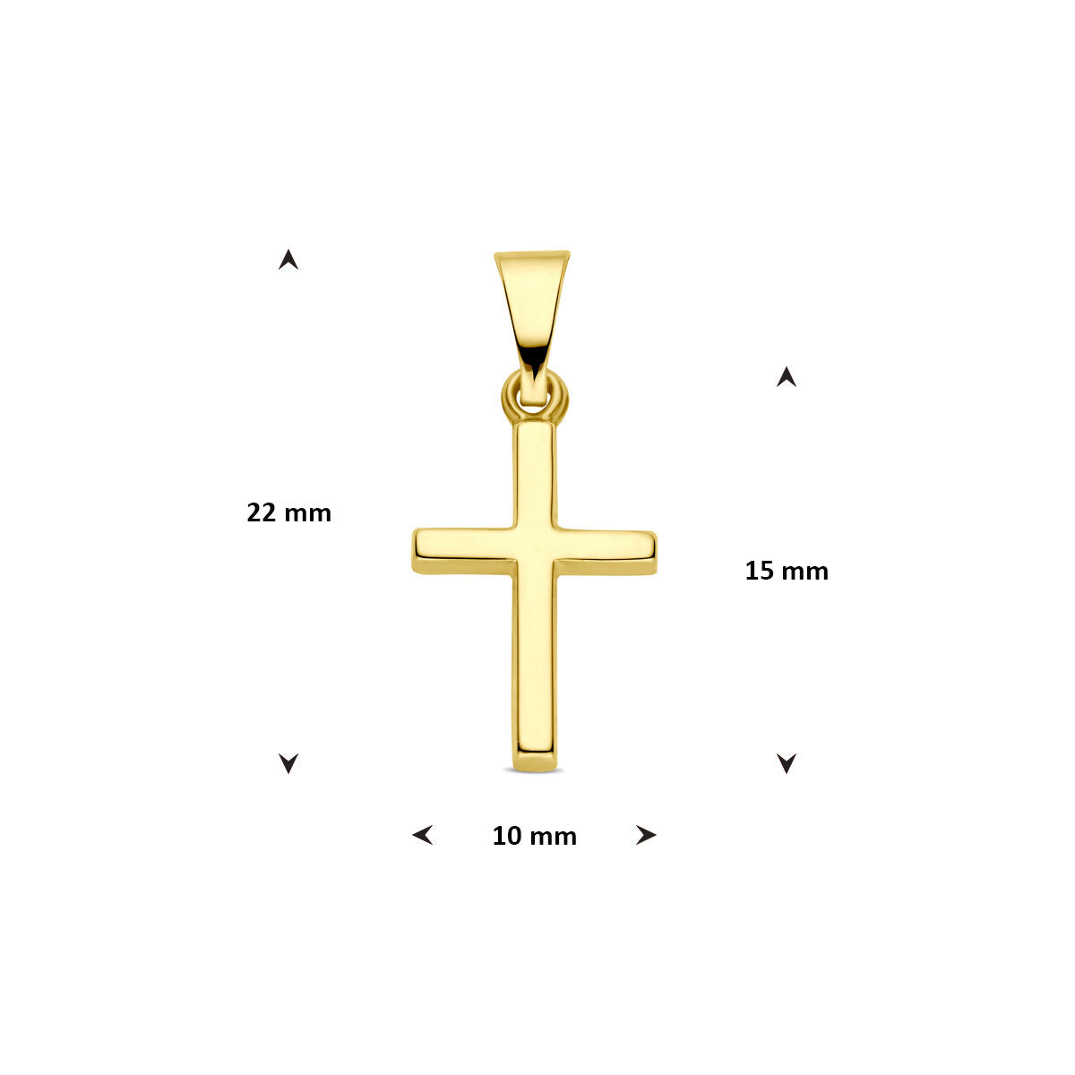 Hanger kruis 15 mm 14K geelgoud