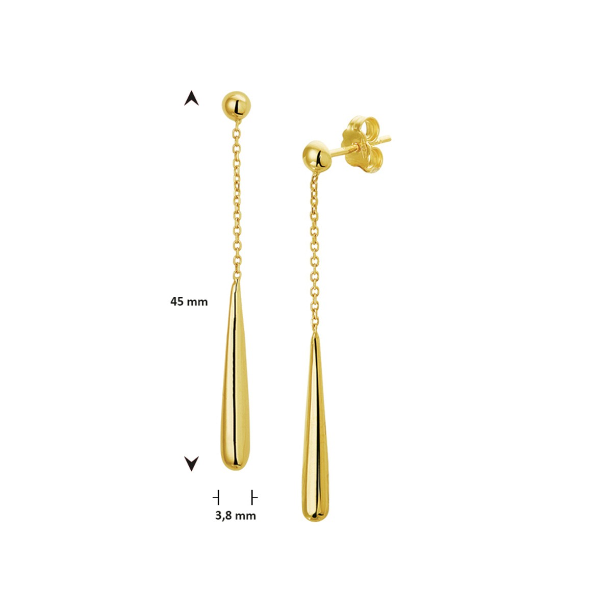 Hangende oorbellen druppel 14K geelgoud