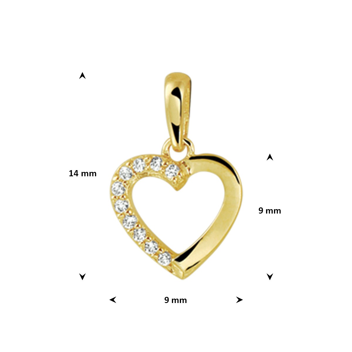 Hanger hart zirkonia 14K geelgoud 9 x 9 mm – 4018958