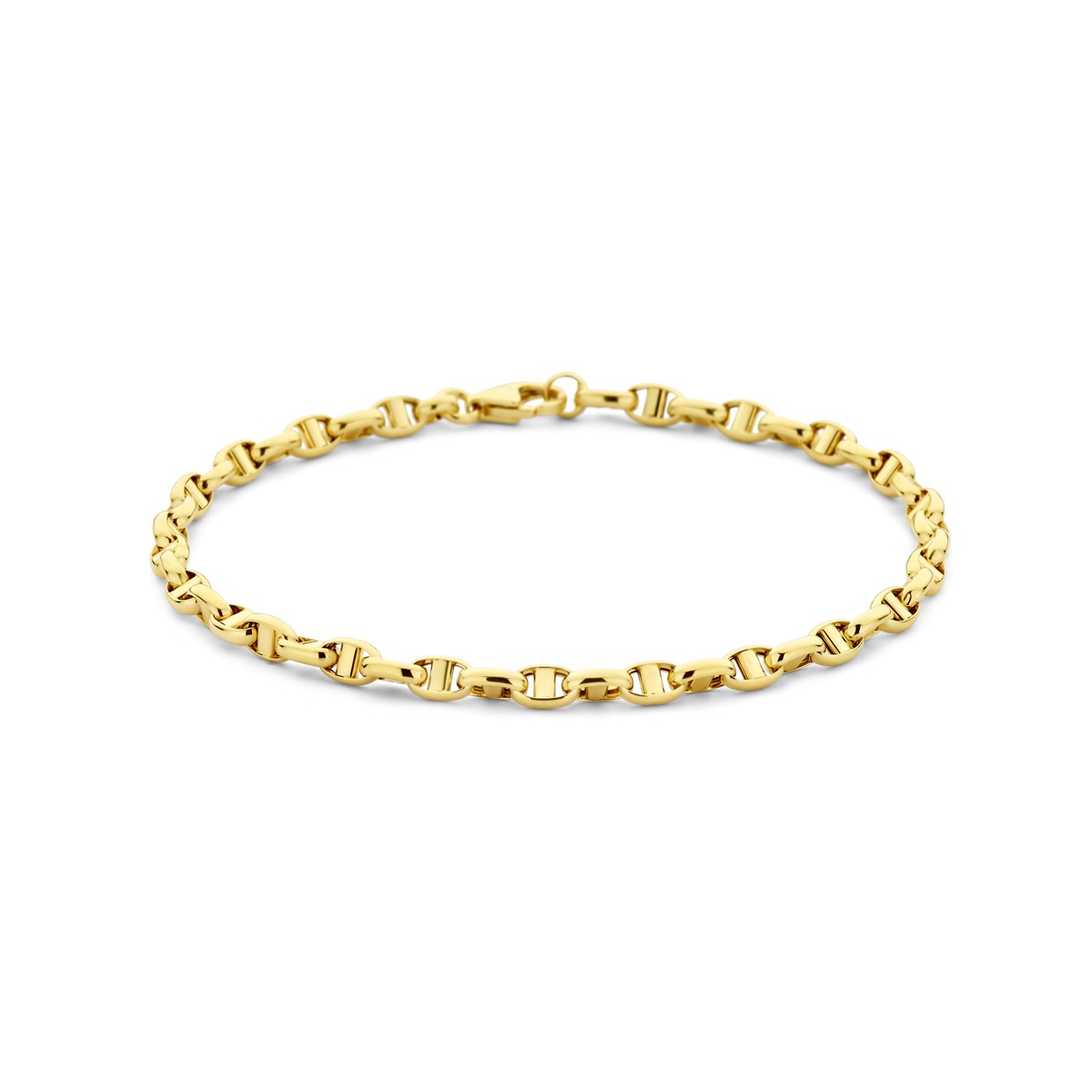 Armband jasseron ovaal met balkje 3,5 mm 14K geelgoud