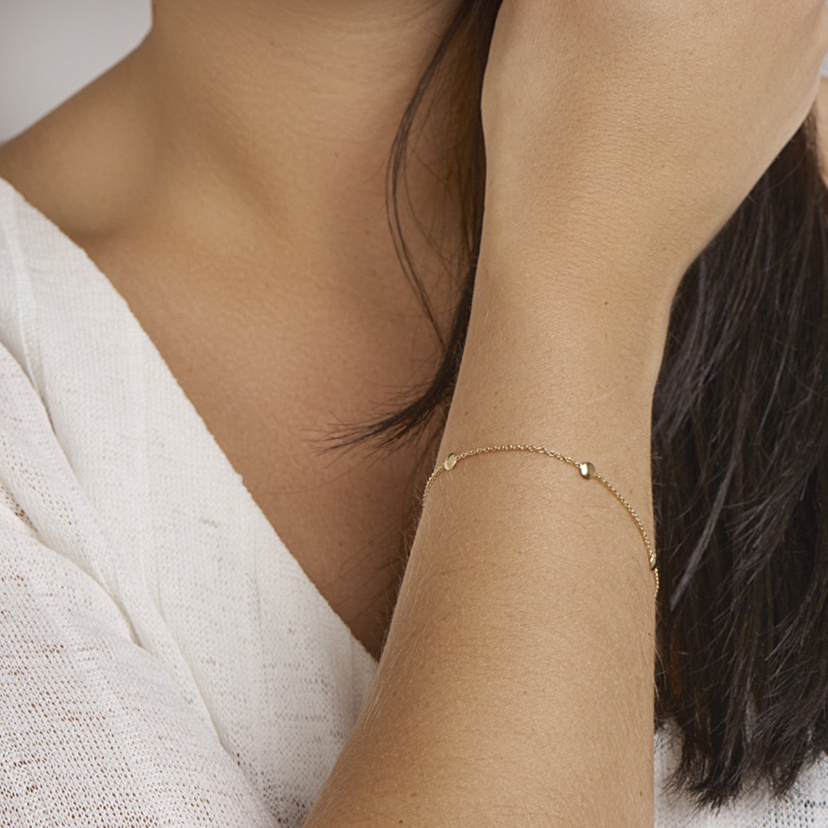 Armband rondjes 17 + 2 cm 14K geelgoud