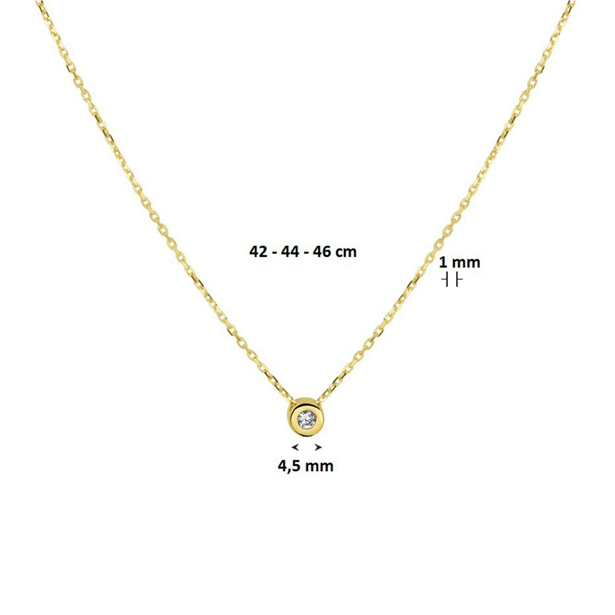 Collier zirkonia 42 - 44 - 46 cm 14K geelgoud 4,5 mm – 4019282