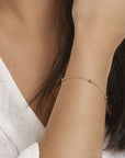 14K Geelgouden armband anker en bolletjes 1,0 mm 17,5 - 18,5cm 4019491