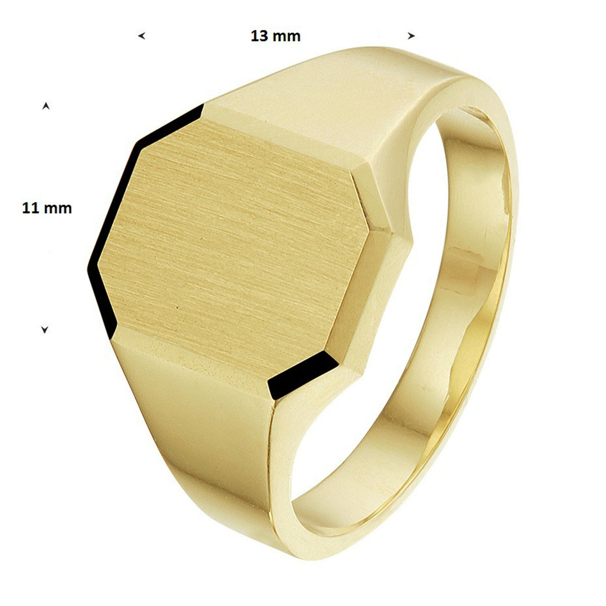 Graveerring massief mat gediamanteerd 14K geelgoud 13 x 11 mm – 4019699