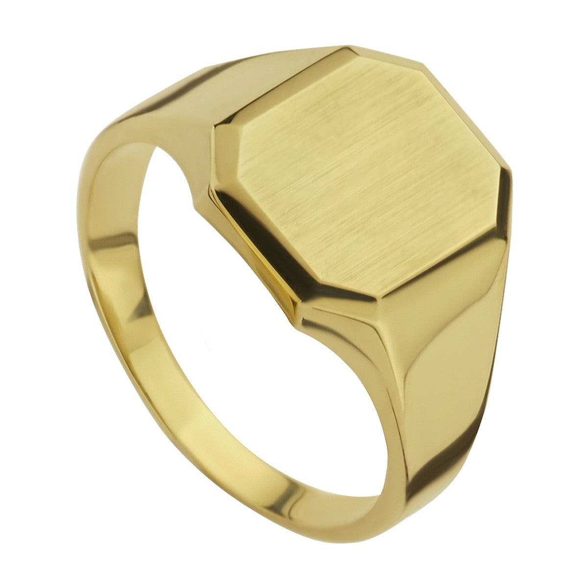 Graveerring massief mat gediamanteerd 14K geelgoud 14,5 x 12,5 mm – 4019704
