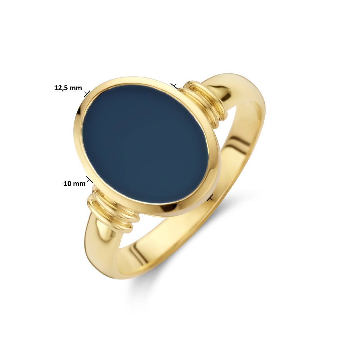 Zegelring massief lagensteen 11 x 8,5 mm 14K geelgoud
