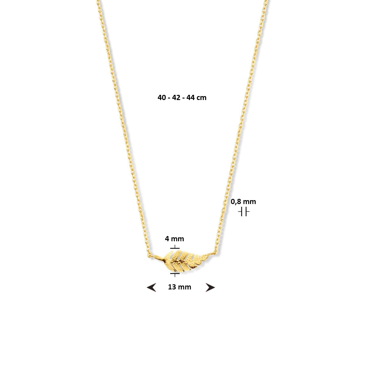 14K geelgoud collier veer 40 - 42 - 44 cm 4020137 - PansiteNederland.nl