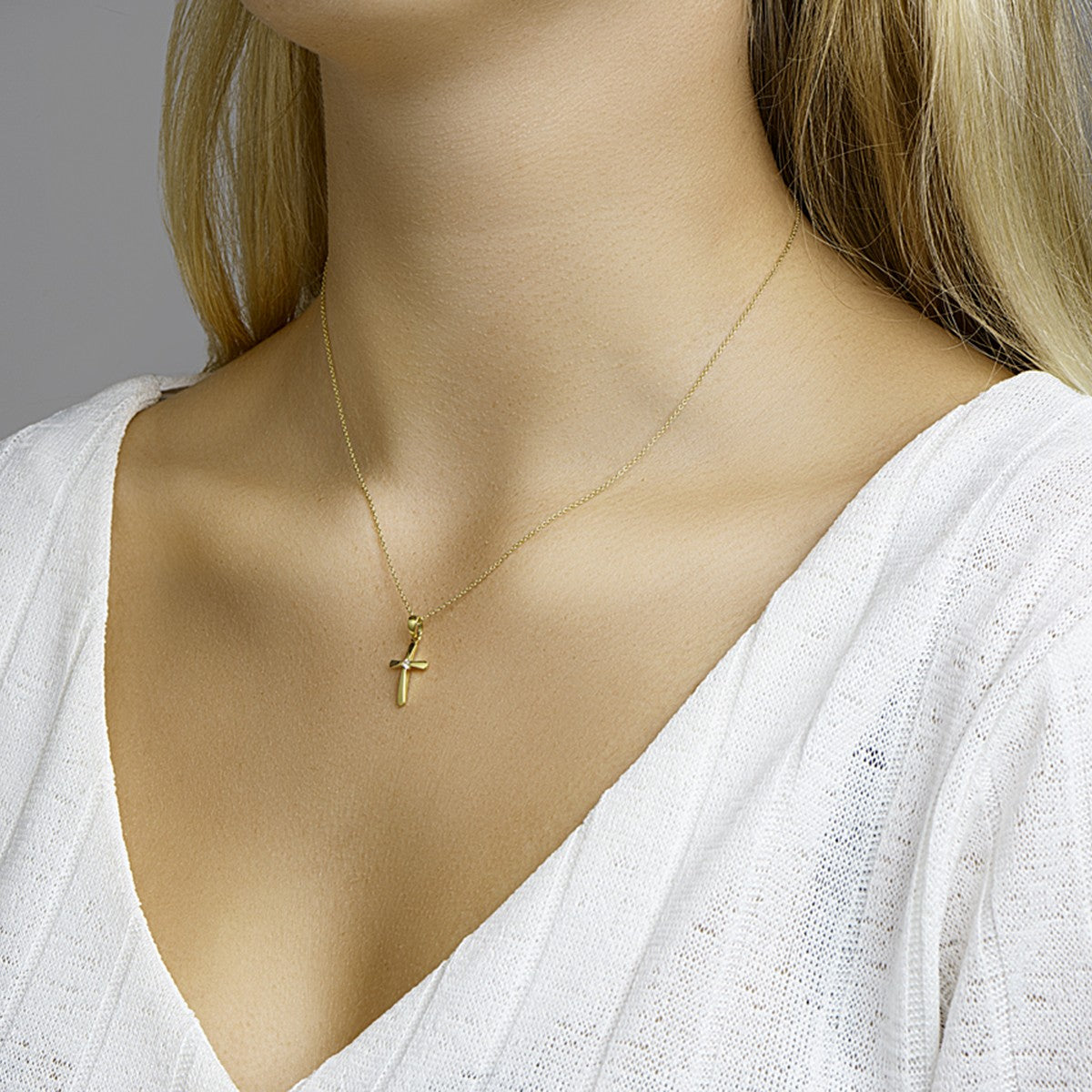 14K geelgoud hanger kruis 4020317 - PansiteNederland.nl