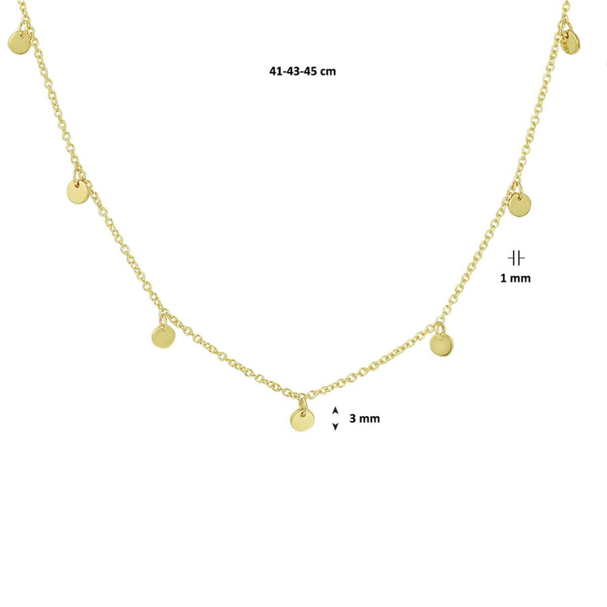 14K geelgoud collier rondjes 41 - 43 - 45 cm 4020509 - PansiteNederland.nl