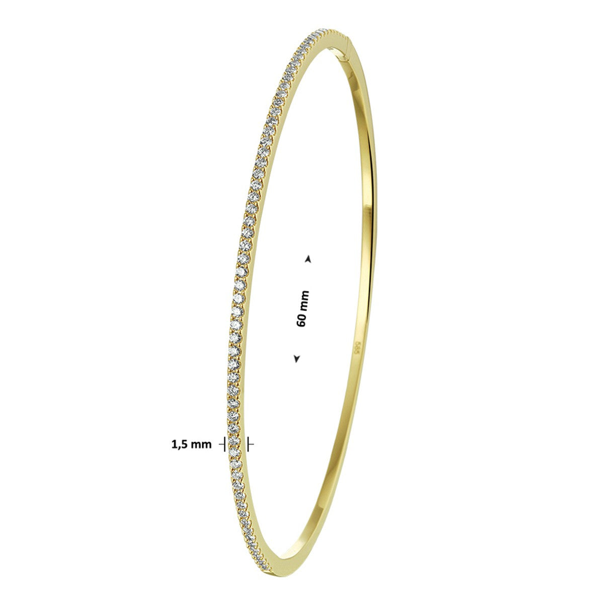 14K Geelgoud Bangle Diamant 0.61Ct H Si 1,5 X 60 Mm 4020584 - PansiteNederland.nl
