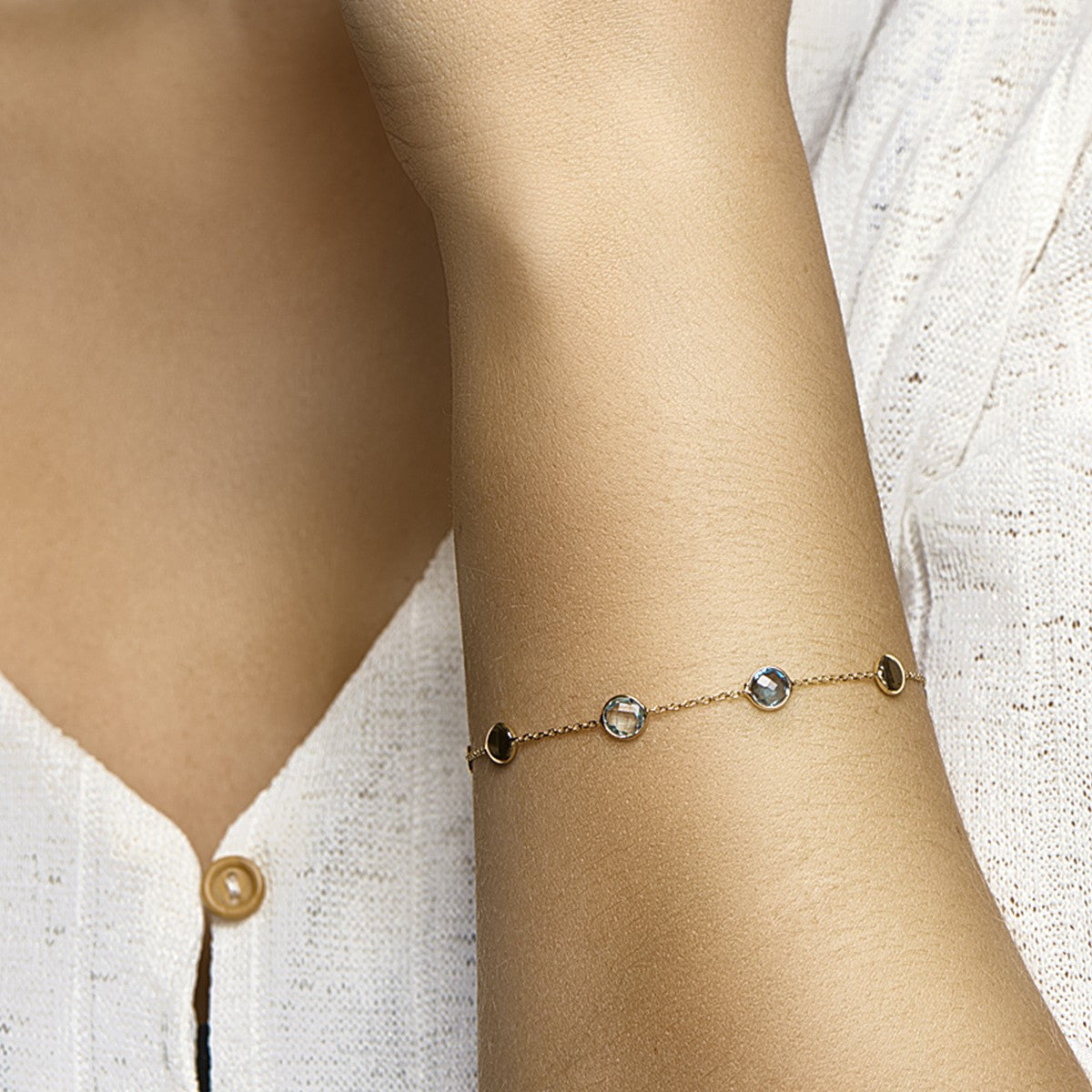 14K Geelgoud Armband Topaas 16 - 19 Cm 4020677 - PansiteNederland.nl