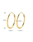 14K Geelgouden oorringen ronde buis 15mm - 4020703