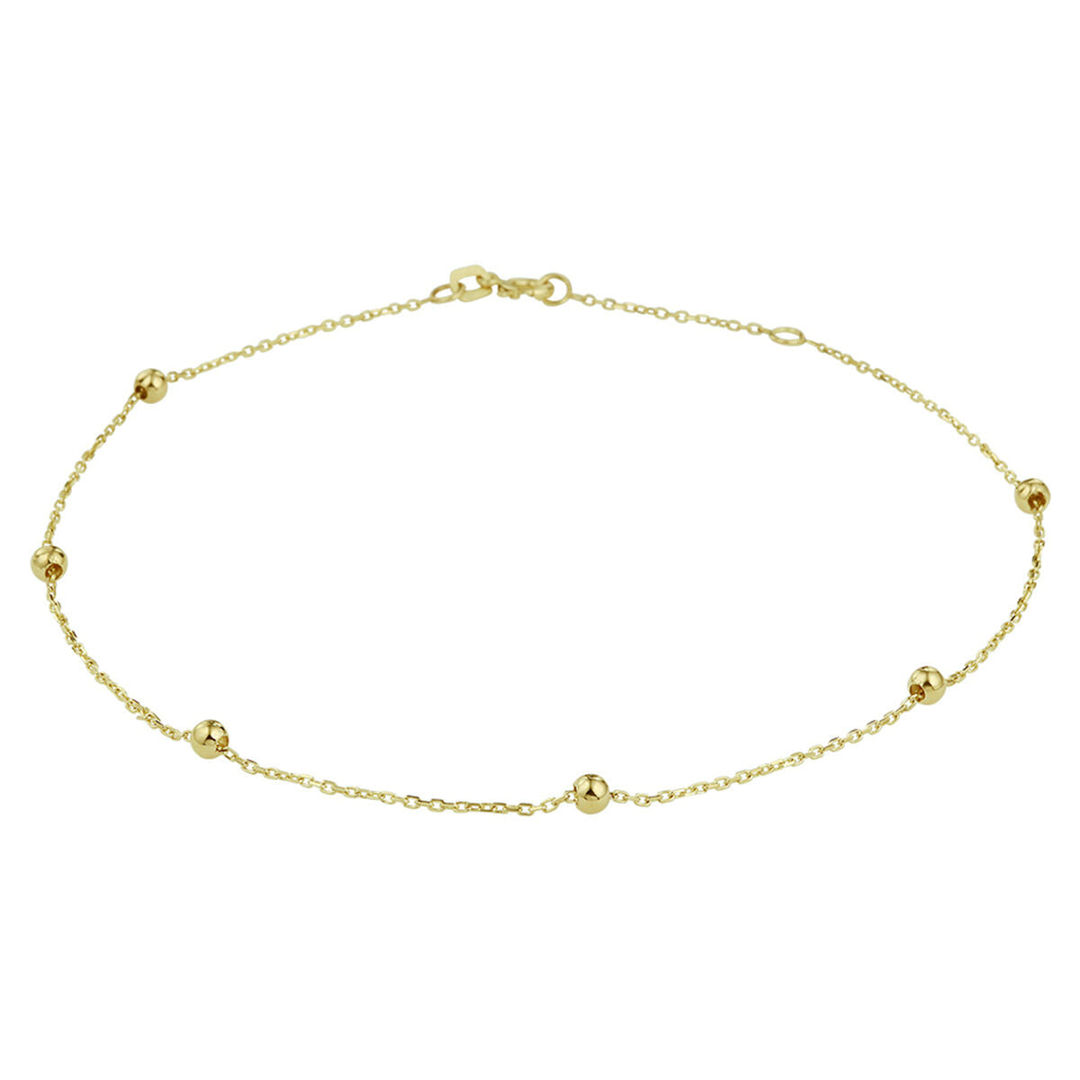 14K Geelgouden enkelbandje bolletjes 1,0 mm 24 - 26 cm 4020719 - PansiteNederland.nl