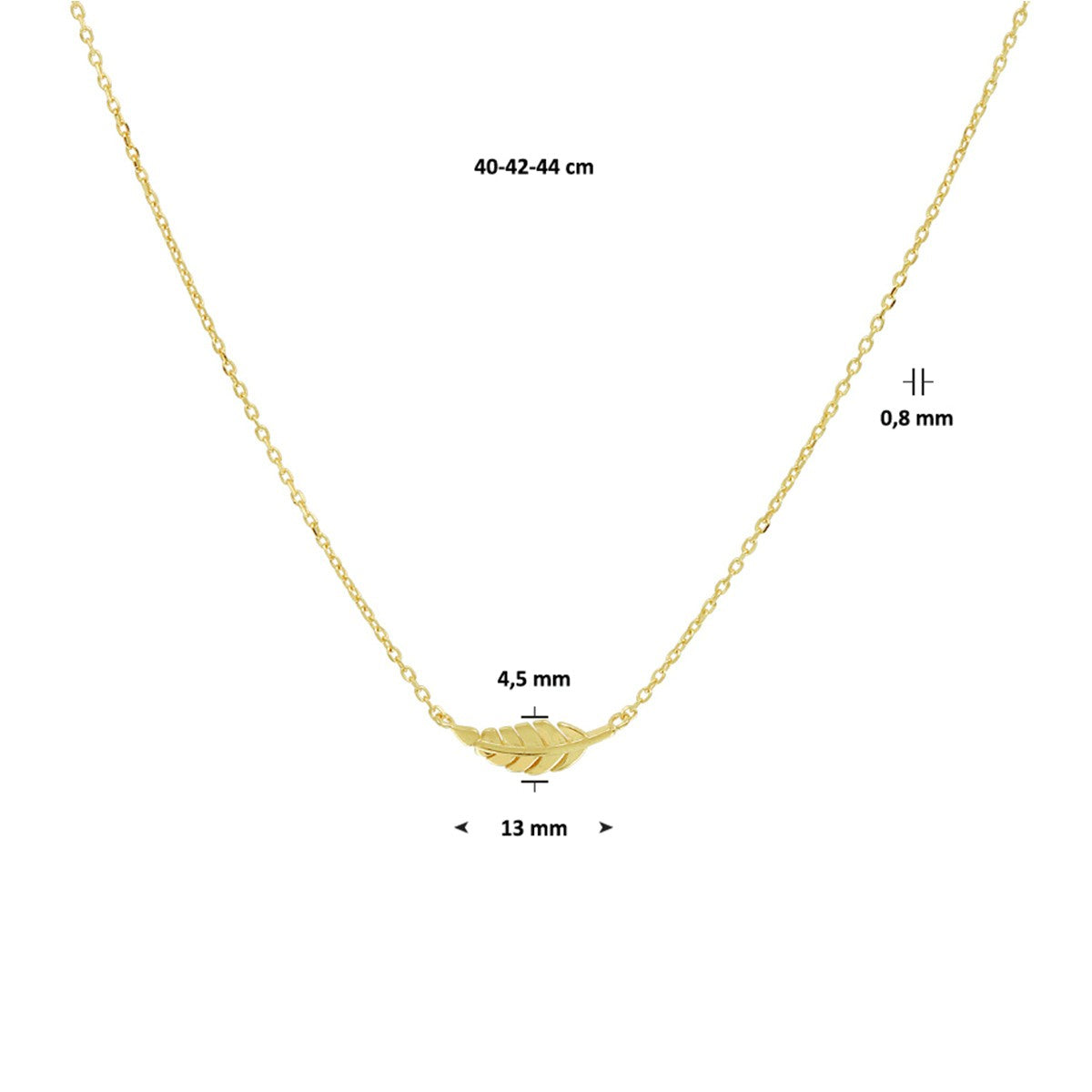 14K geelgoud collier veer 0,8 mm 40 - 42 - 44 cm 4020737 - PansiteNederland.nl