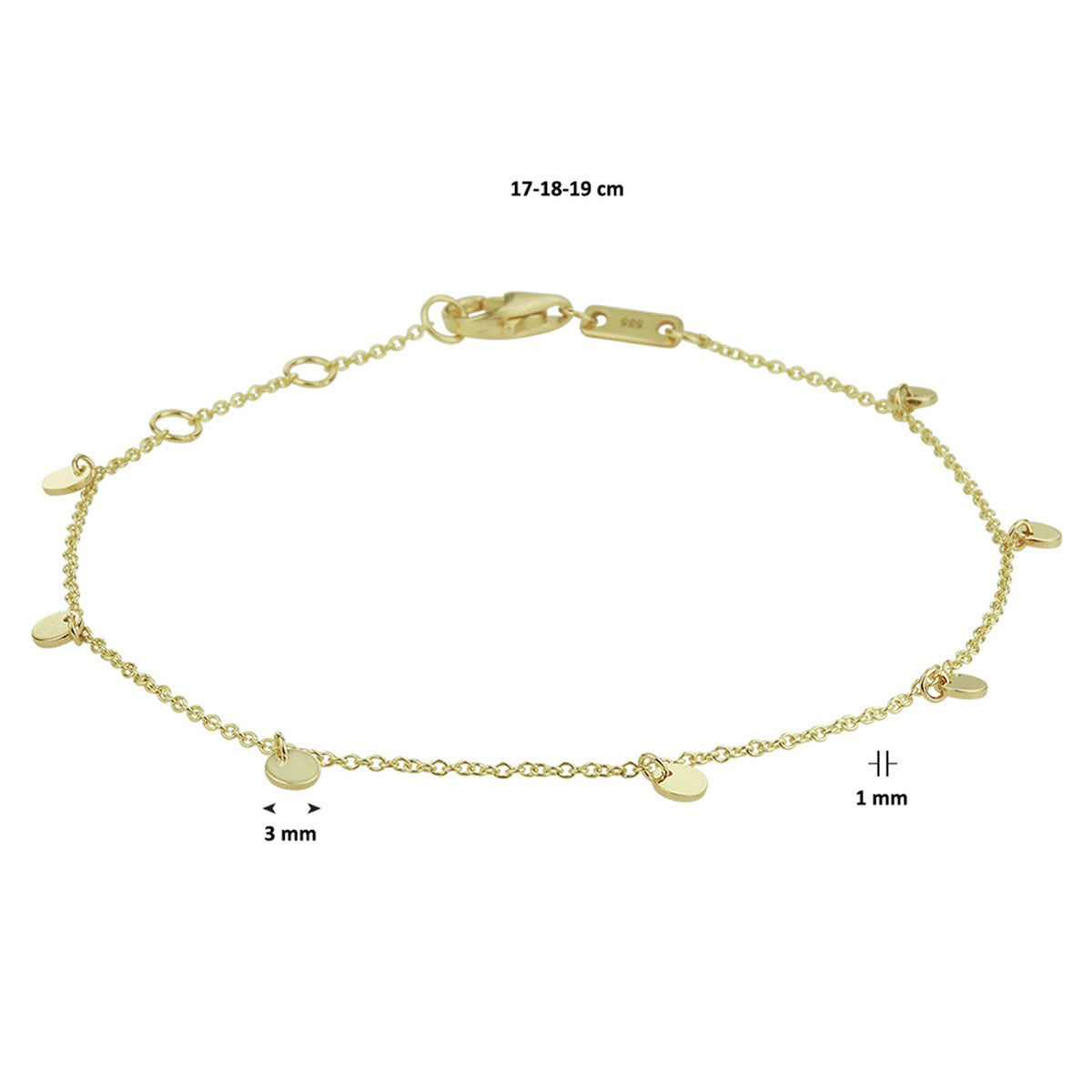 14K Geelgoud Armband Rondjes 17 - 18 - 19 Cm 4020752 - PansiteNederland.nl