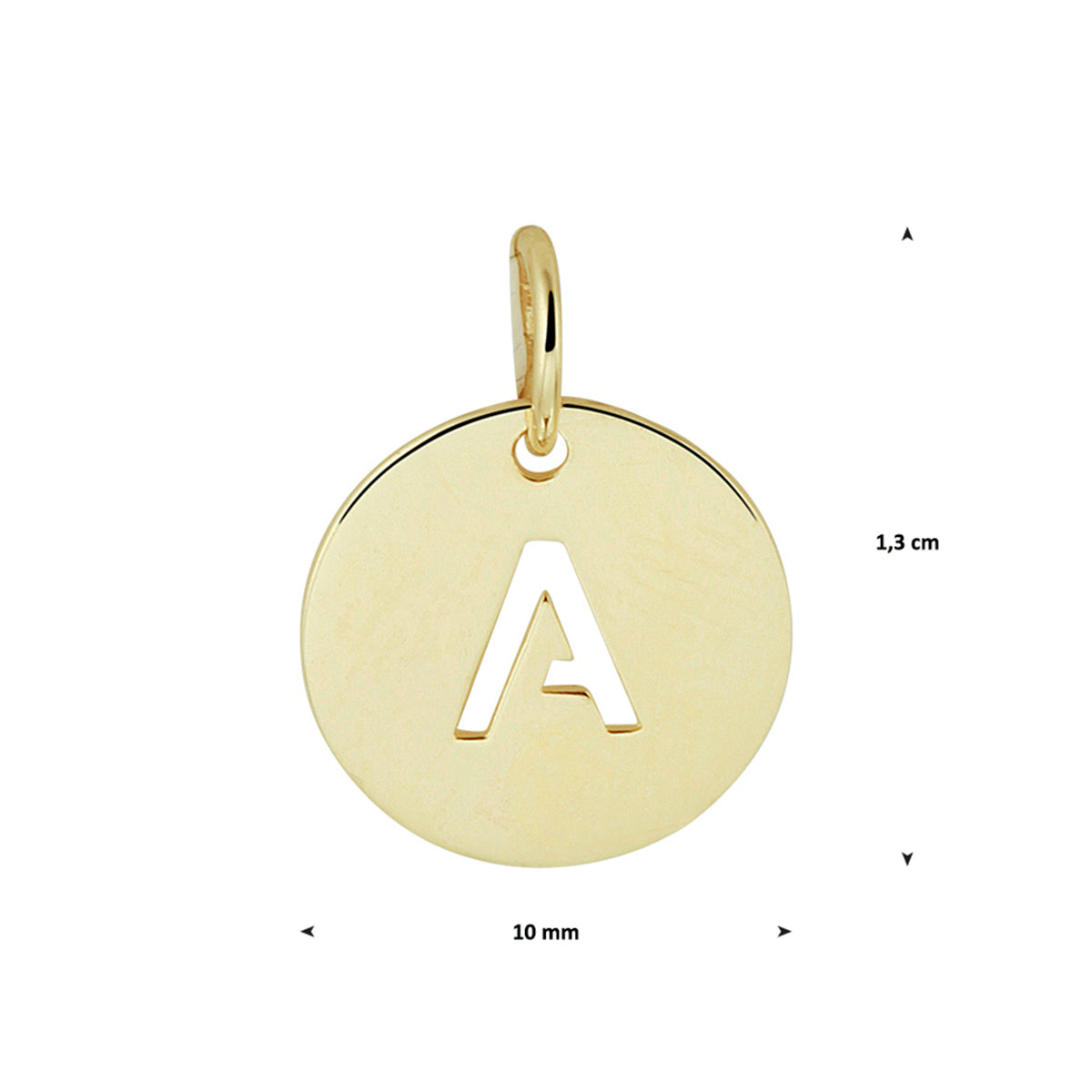 Hanger rondje letter A 13 mm 14K geelgoud #Letter_A