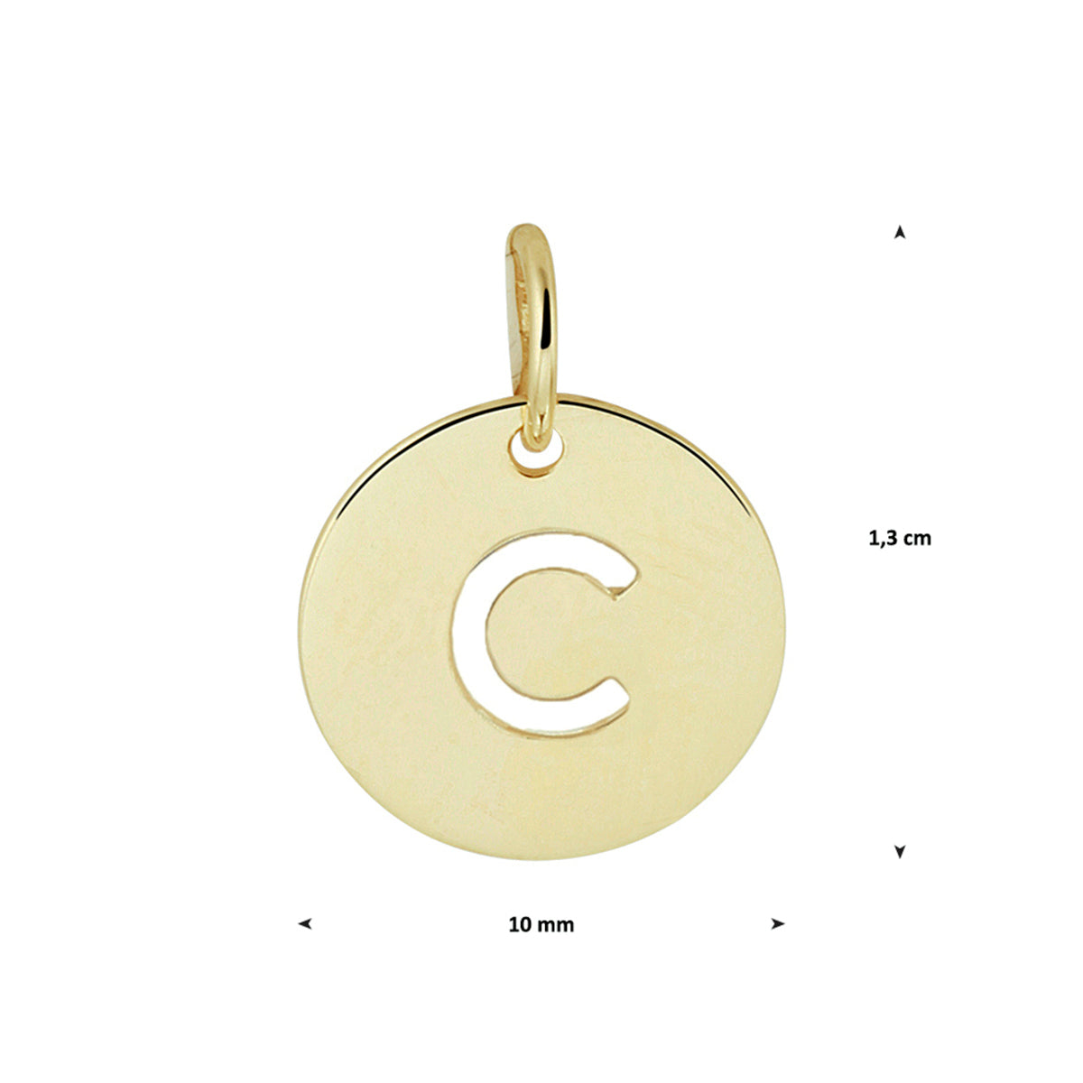 Hanger rondje letter C 13 mm 14K geelgoud #Letter_C