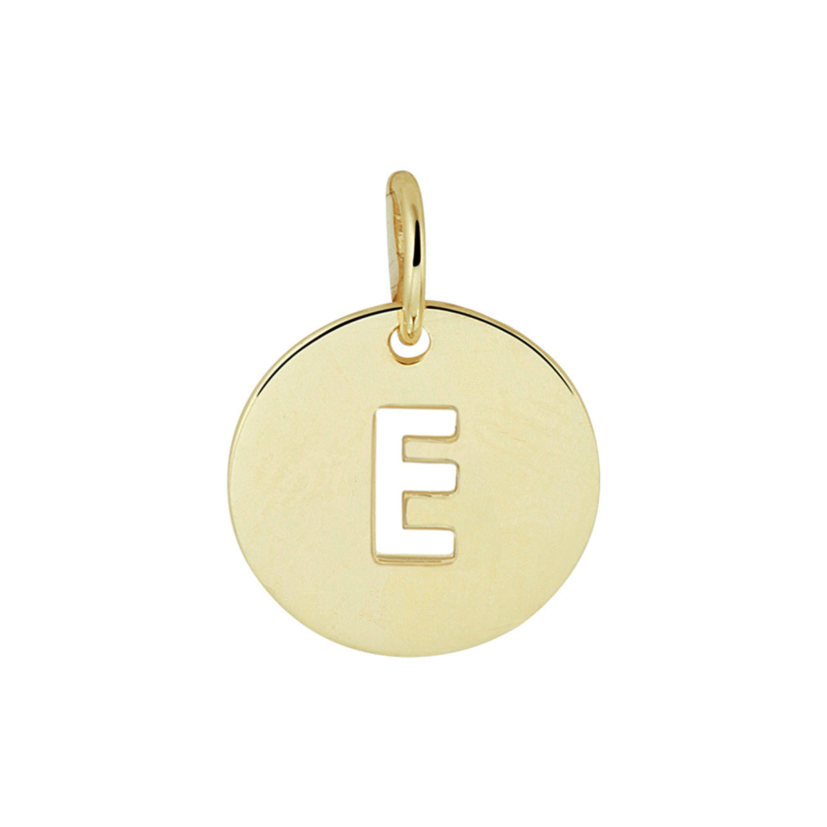 Hanger rondje letter E 13 mm 14K geelgoud #Letter_E