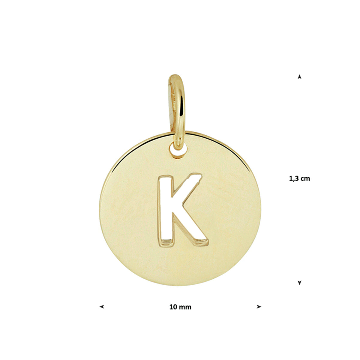 Hanger rondje letter K 13 mm 14K geelgoud #Letter_K