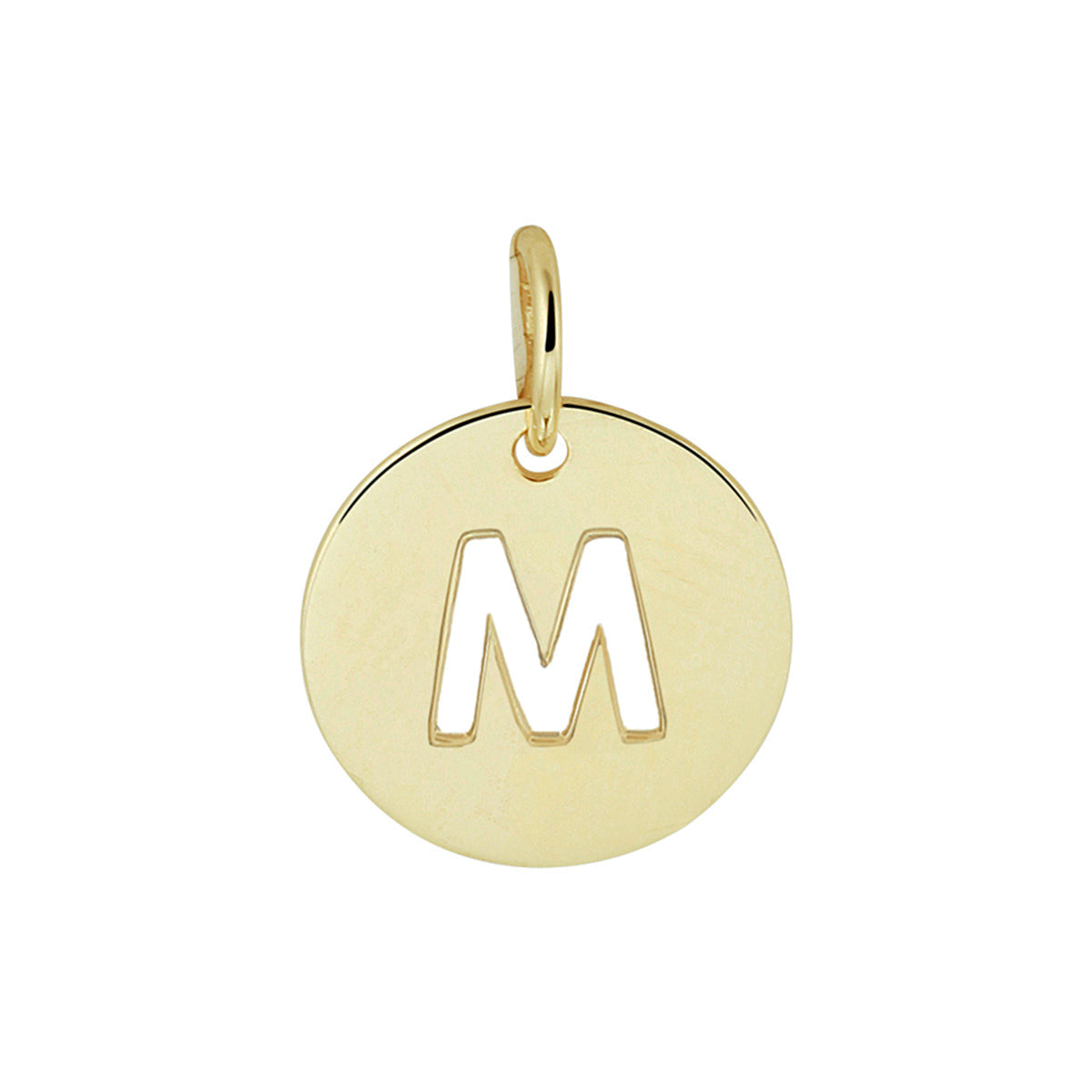 Hanger rondje letter M 13 mm 14K geelgoud #Letter_M