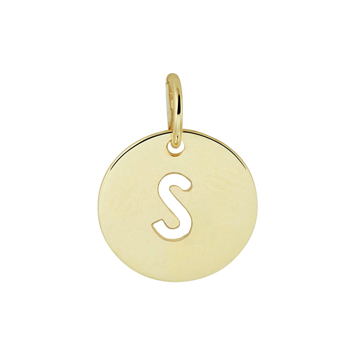 Hanger rondje letter S 13 mm 14K geelgoud #Letter_S