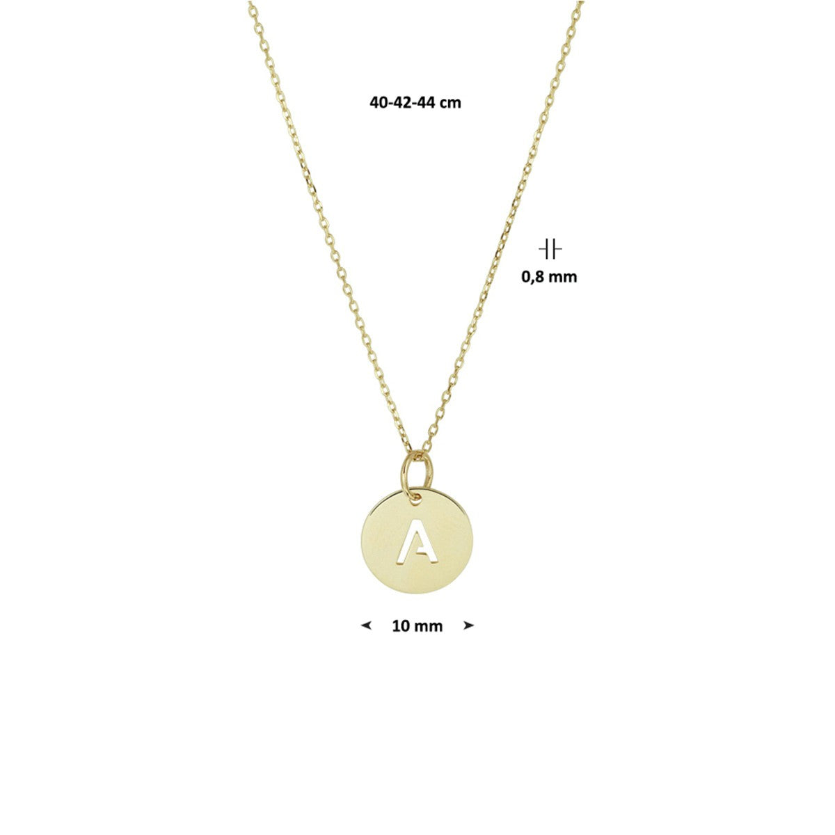 14K Geelgoud Collier Letter 40 - 42 - 44 Cm 4020799
